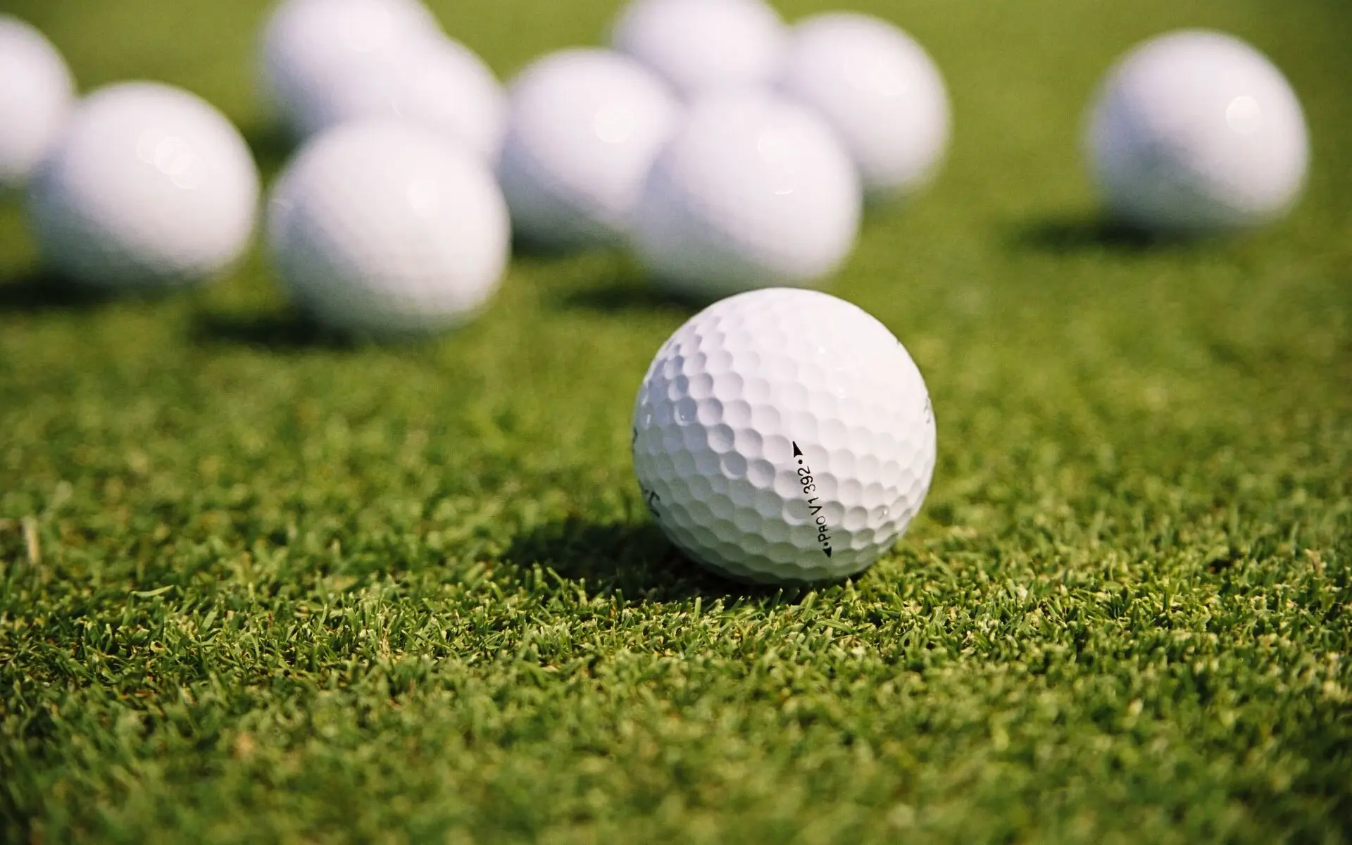 Golfen Werfenweng Mehrere Golfbälle liegen auf dem Rasen.