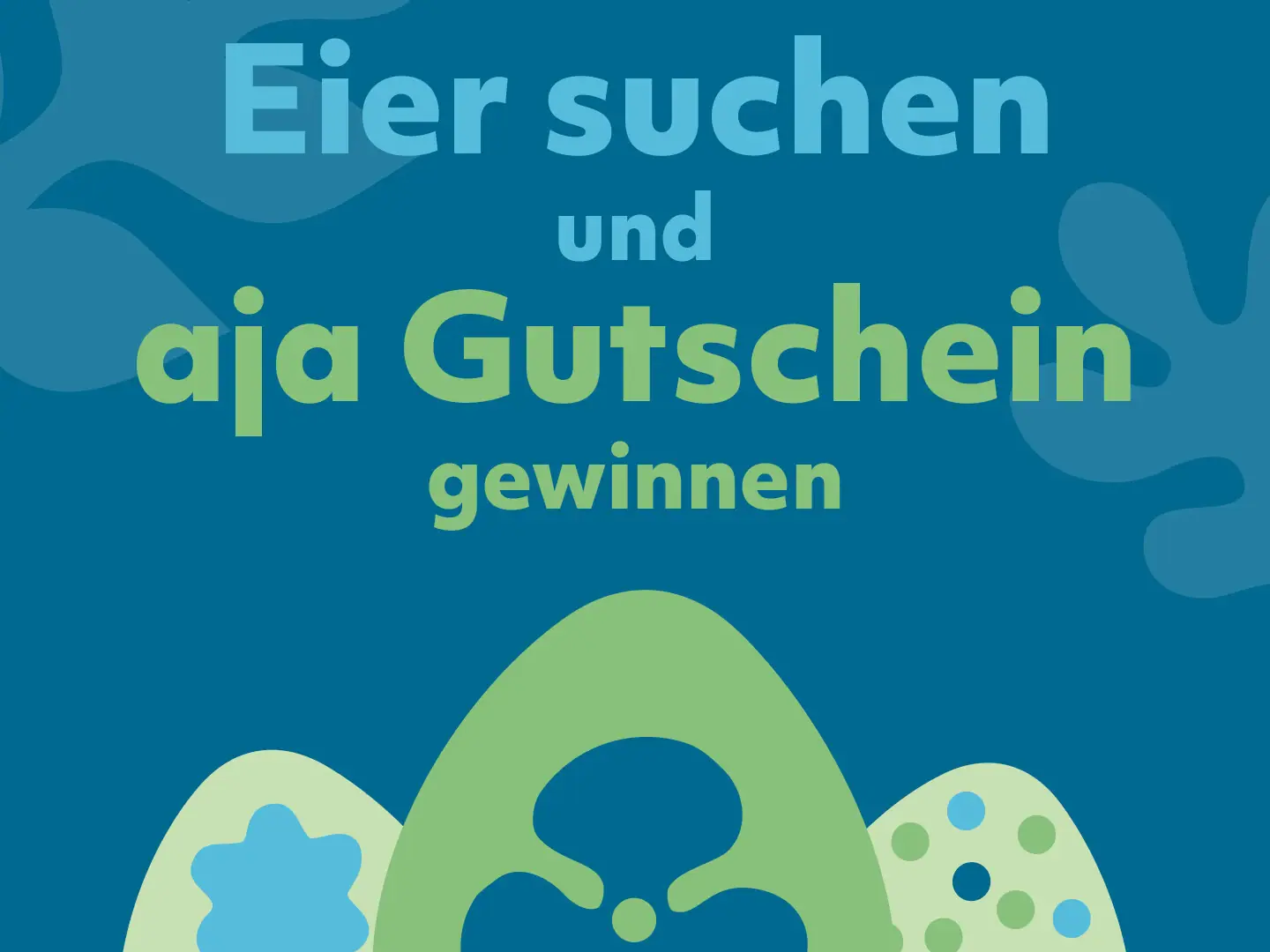 Ostereiersuche Gewinnspiel Bild mit Ostereiern und Hinweis auf Gewinnspiel