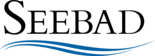 SEEBAD Logo Der Schriftzug SEEBAD mit blauen Wellen darunter.