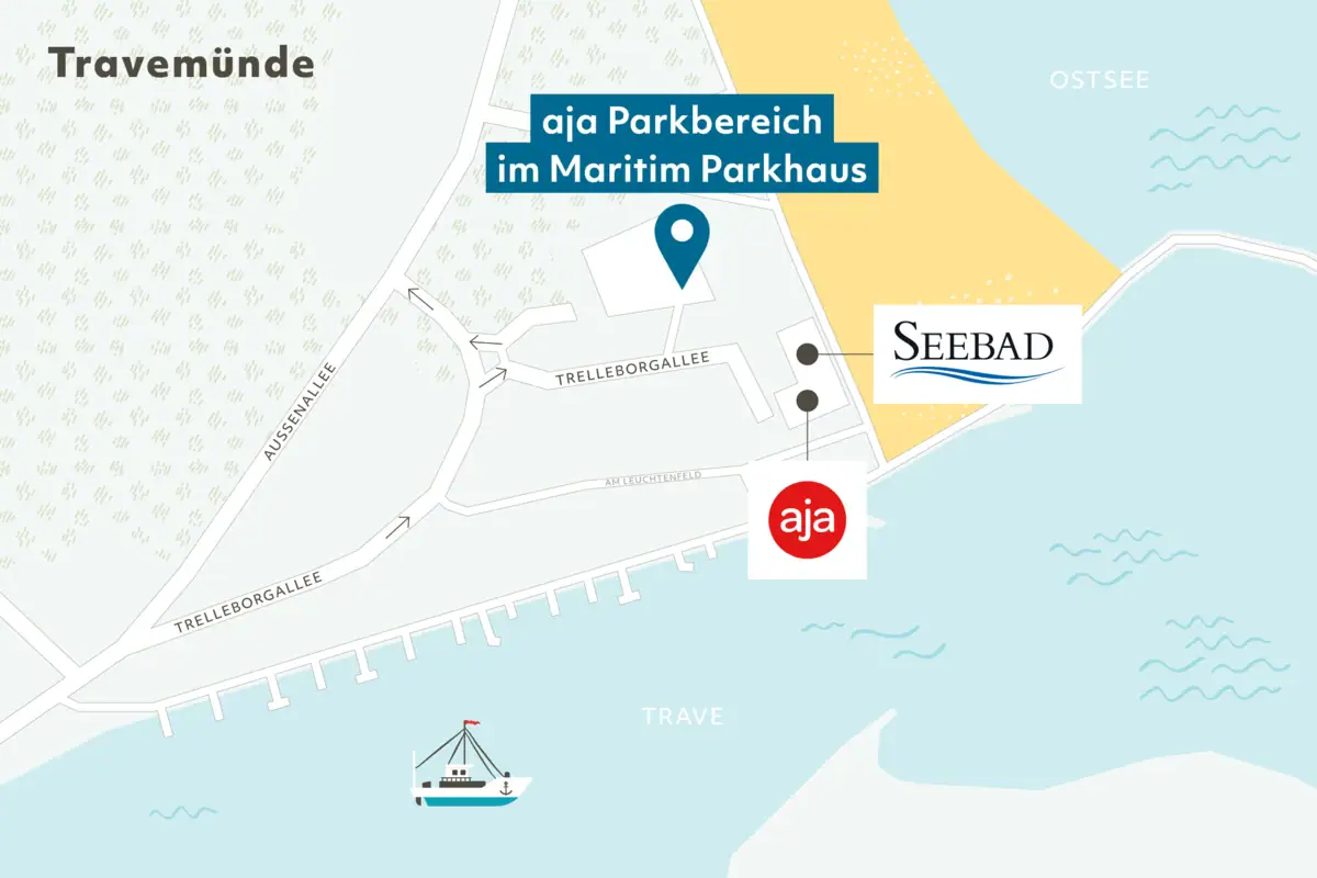 Kartenausschnitt Travemünde Stadtkarte mit Textbeschriftungen